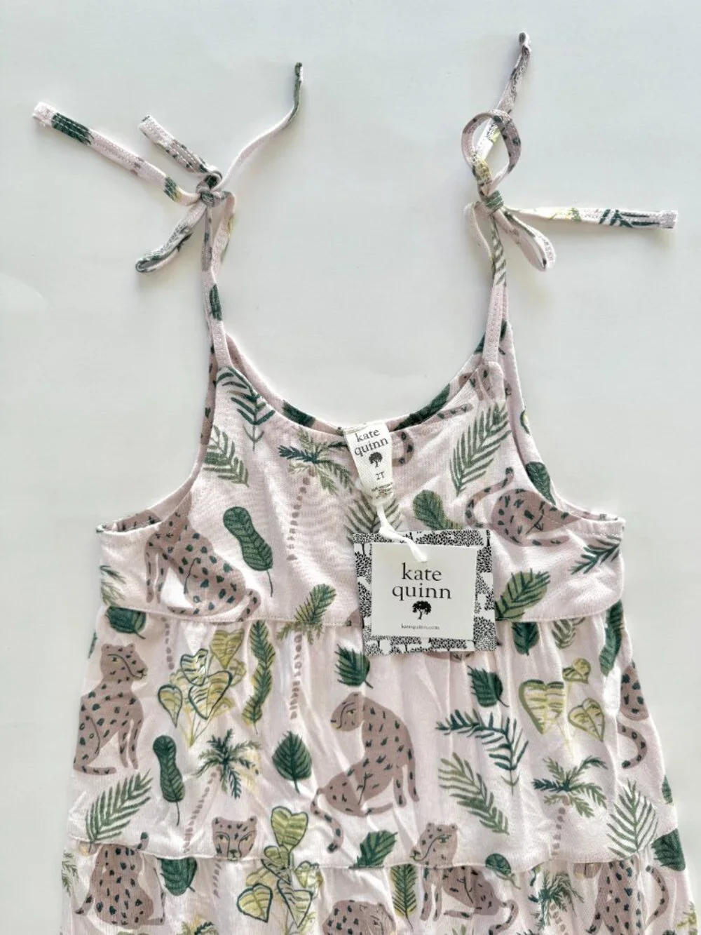 Kate Quinn Girls Jumpsuit 2T NWT Cheetah Jungle Print Tie Strap Wide Leg
